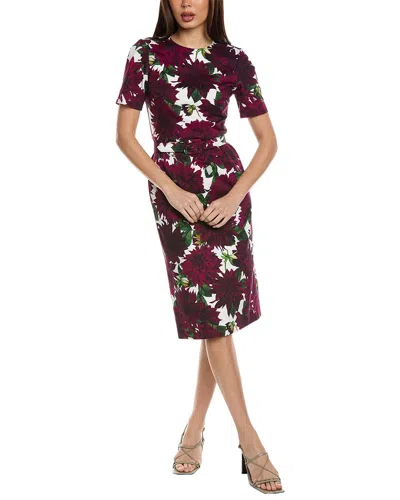 Oscar De La Renta Dahlia Twill Pencil Dress In Red | ModeSens