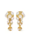 Oscar De La Renta Pearl Pav Cluster Drop Earrings In Gold