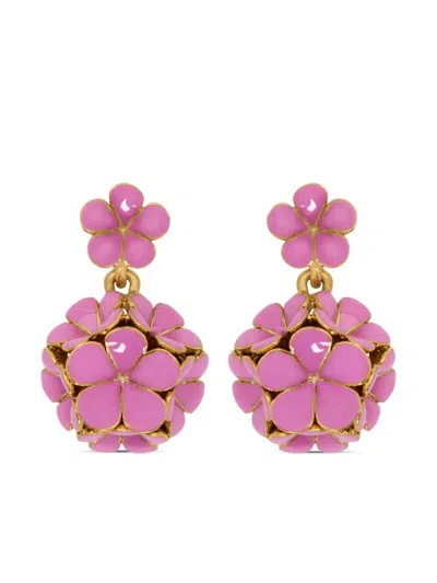 Oscar De La Renta Dangling-floral Earrings In Pink