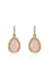 Oscar De La Renta Dangling Rose Quartz And Pearl Earrings In Pink