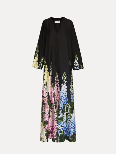 Oscar De La Renta Degrad Foxglove Silk Twill Caftan In Black
