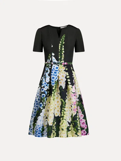 Oscar De La Renta Degrad Foxglove Split-neck Dress In Multi