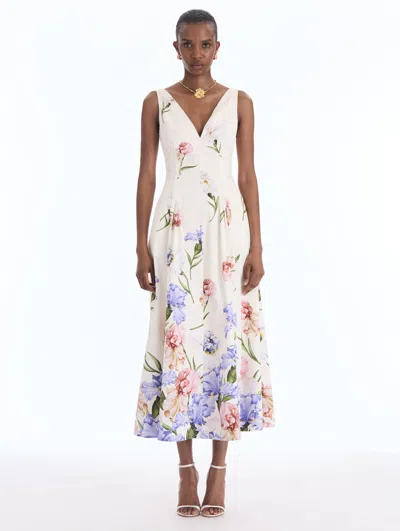 Oscar De La Renta Degrad Iris Cotton Poplin Dress In White
