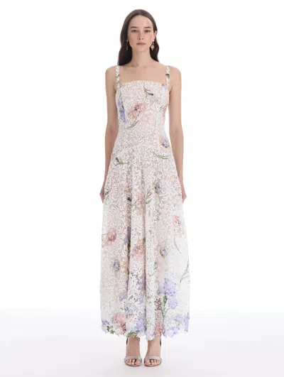 Oscar De La Renta Degrad Iris Guipure Sleeveless Dress In White