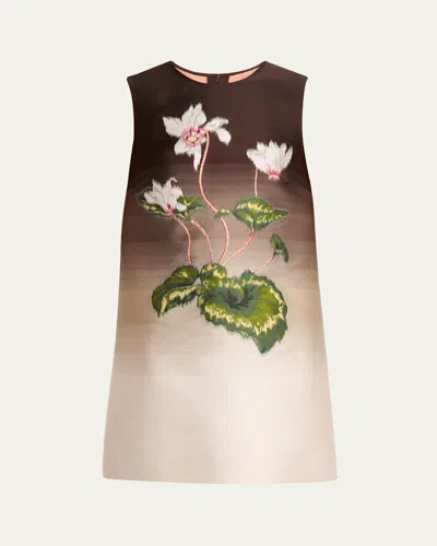Oscar De La Renta Degrade Cyclamen Jacquard Sleeveless Mini Dress In Neutral