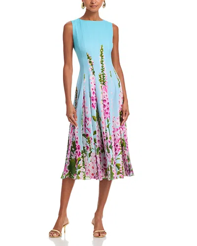 Oscar De La Renta Degrade Foxglove Chiffon Inset Dress In Blue