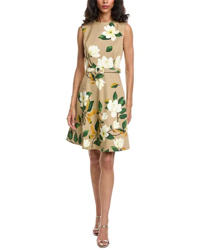 Oscar De La Renta Degrade Magnolia Twill Dress In Neutral