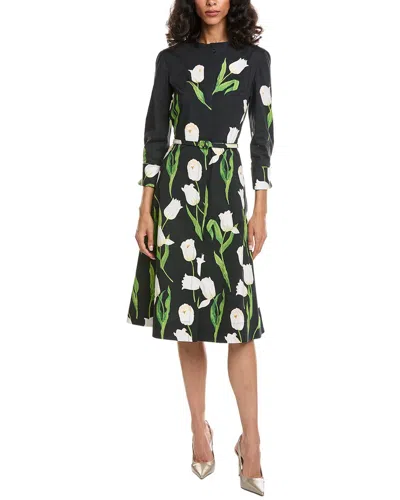 Oscar De La Renta Degrade Tulip Poplin Dress In Multi