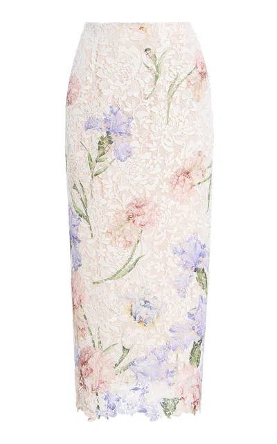 Oscar De La Renta Degradé-printed Lace Midi Skirt In Multi