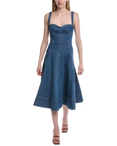 Oscar De La Renta Denim Midi Dress In Blue