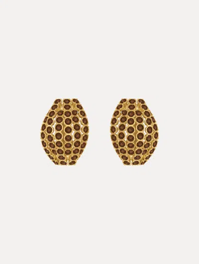 Oscar De La Renta Domed Crystal Clip-on Earrings