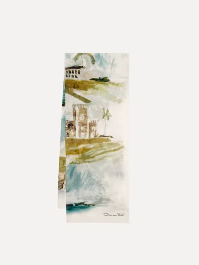 Oscar De La Renta Dominican-landscape Modal Cashmere Scarf In Multi