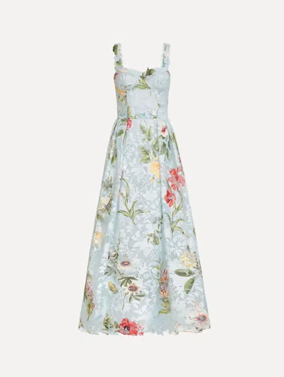 Oscar De La Renta Dominican Mixed-floral Guipure Cocktail Dress In Multi