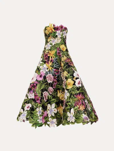 Oscar De La Renta Dominican Mixed-floral Guipure Gown