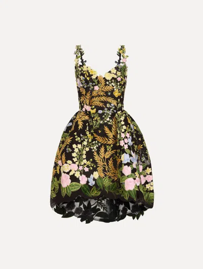 Oscar De La Renta Dominican Mixed-floral Guipure High-low Dress In Multi