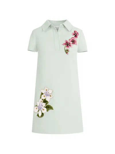 Oscar De La Renta Dominican Mixed-floral Threadwork Shift Dress In White