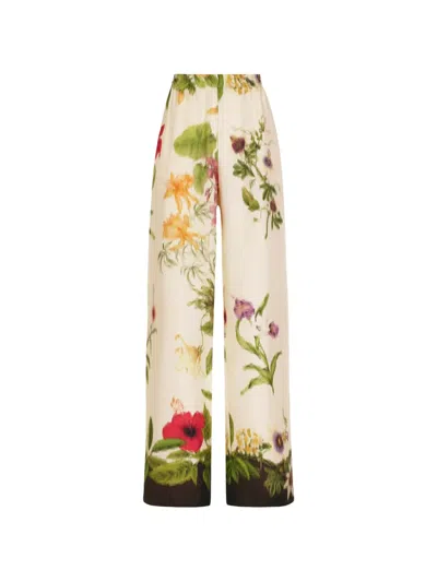 Oscar De La Renta Dominican Mixed-floral Wide Leg Pant In Multi