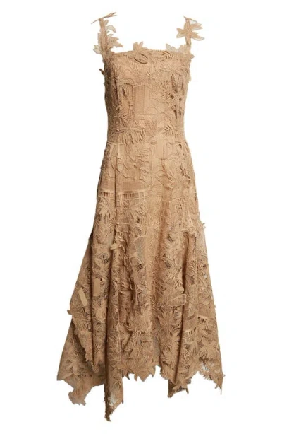 Oscar De La Renta Dominican Republic Toile Guipure Lace Cocktail Dress In Brown