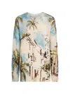 Oscar De La Renta Dominican-landscape Oversized Pullover In Multi