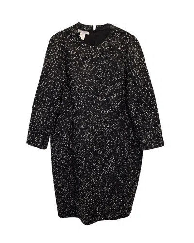 Oscar De La Renta Dotted Dress In Black Polyamide Wool