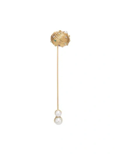 Oscar De La Renta Dotted Shell Stick Pin In Gold