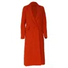 Oscar De La Renta Double-breasted Coat In Orange Cotton In Red