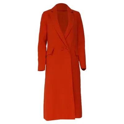 Oscar De La Renta Double-breasted Coat In Orange Cotton In Red