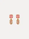 Oscar De La Renta Double Crystal Drop Earrings In Pink