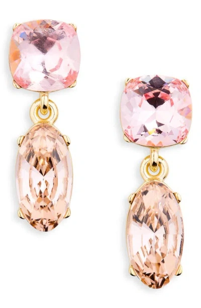 Oscar De La Renta Double Crystal Drop Earrings In Rose