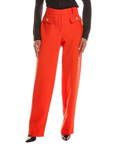 Oscar De La Renta Double Face Stretch Wool-blend Pant In Orange