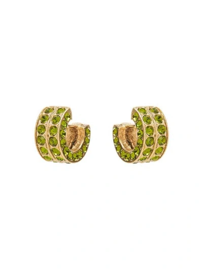 Oscar De La Renta Mini Double Hoop Earrings In Olivine