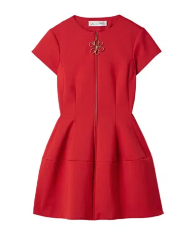 Oscar De La Renta Double Ribbed Mini Dress In Red