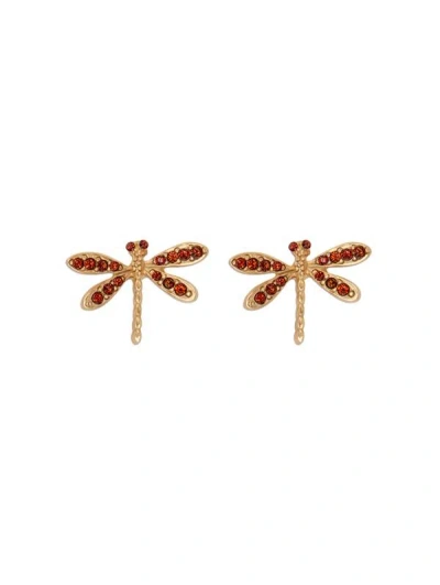 Oscar De La Renta Dragonfly Earrings In Gold