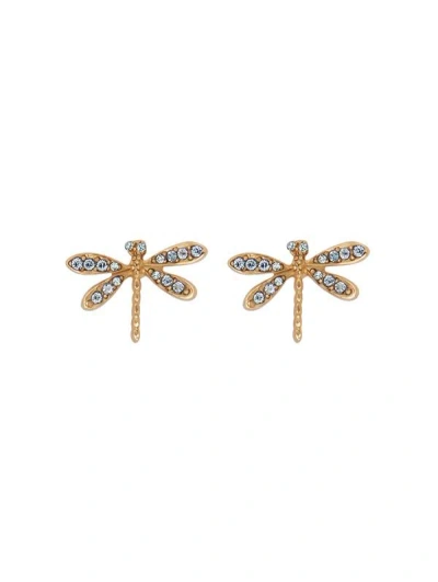 Oscar De La Renta Dragonfly Earrings In Gold
