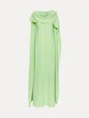Oscar De La Renta Drape Back Georgette Caftan In Green