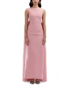 Oscar De La Renta Draped Back Faille Gown In Salmon