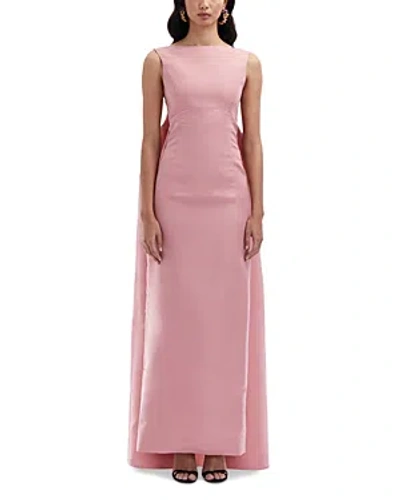 Oscar De La Renta Drape Back Silk Dress In Pink