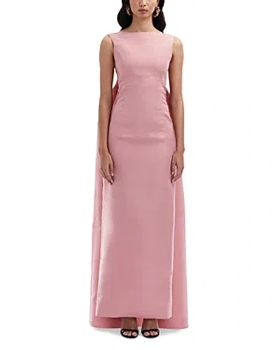 Oscar De La Renta Drape Back Silk Dress In Salmon