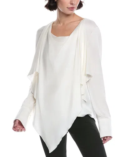 Oscar De La Renta Drape Detail Silk Blouse In White
