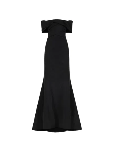 Oscar De La Renta Drape-detailed Trumpet Gown In Black