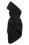 Oscar De La Renta Draped Asymmetric Silk Faille Dress In Black