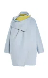 Oscar De La Renta Draped Cashmere-blend Coat In Blue
