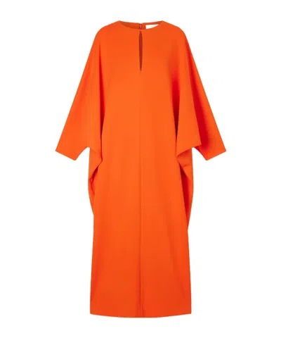 Oscar De La Renta Draped Crepe Gown In Orange