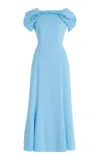 Oscar De La Renta Draped Crepe Midi Dress In Light Blue