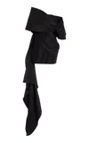 Oscar De La Renta Draped Detail Cocktail Dress With Draped Stole In Black