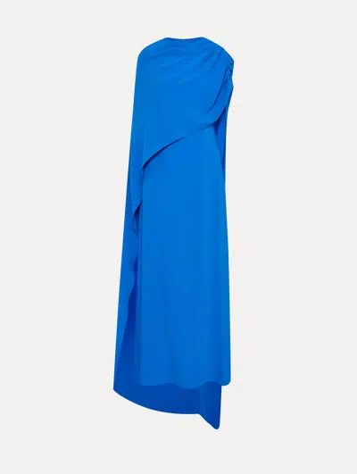 Oscar De La Renta Draped-detail Georgette Caftan In Blue
