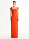Oscar De La Renta Draped-detailed Cady Gown In Orange