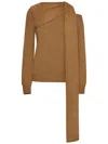Oscar De La Renta Draped-detail Cold Shoulder Pullover In Braun