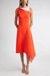 Oscar De La Renta Draped Double Face Jersey Dress In Orange
