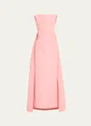 Shop Oscar De La Renta Draped Faille Gown With Cape Back In Salmon